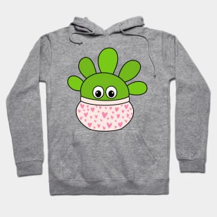 Cute Cactus Design #345: Opuntia Microdasys Cactus In A Cute Heart Pot Hoodie